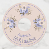 Aangepaste Verjaardag Naam Datum Floral Wild Roos Wijnglaslabel (Voorkant)