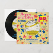 Aangepaste verjaardag Nodig retrovinylrecord van 4 Kaart (Voorkant / Achterkant)