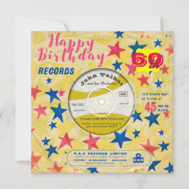 Aangepaste verjaardag Nodig retrovinylrecord van 4 Kaart