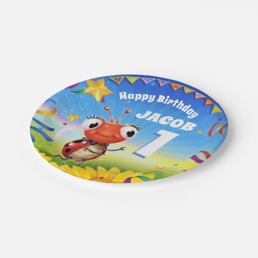 Aangepaste Verjaardag Party bord boy 1 jaar oud (Gekanteld)