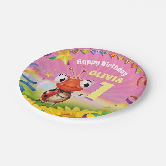 Aangepaste Verjaardag Party bord meisje 1 jaar oud (Gekanteld)