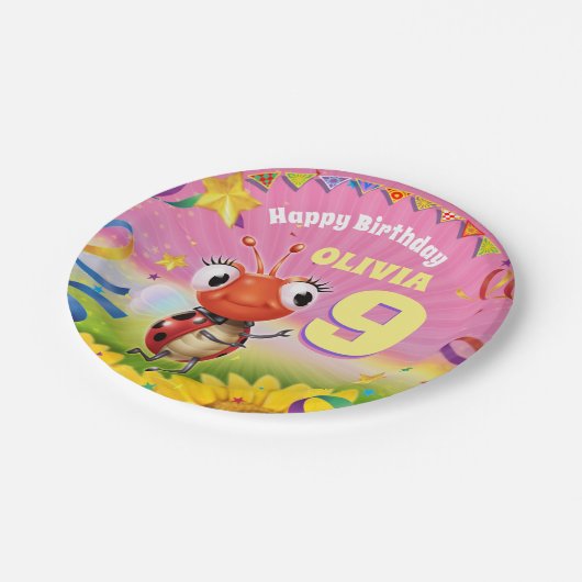 Aangepaste Verjaardag Party bord meisje 9 jaar oud (Gekanteld)