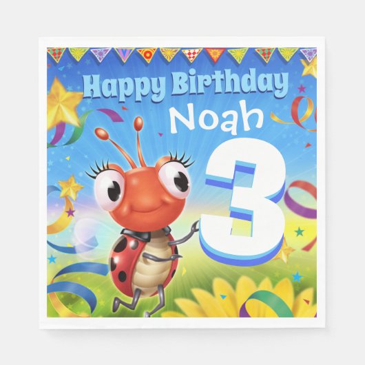 Aangepaste Verjaardag Party papier servet jongen 3 (Voorkant)