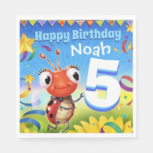 Aangepaste Verjaardag Party papier servet jongen 5 (Voorkant)