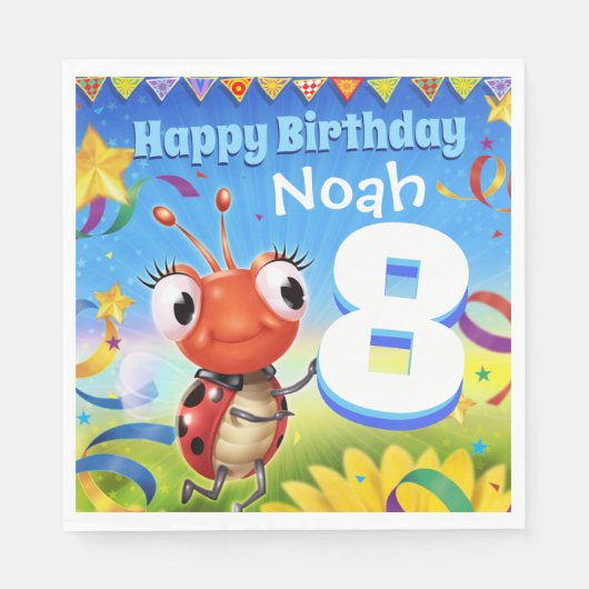 Aangepaste Verjaardag Party papier servet jongen 8 (Voorkant)