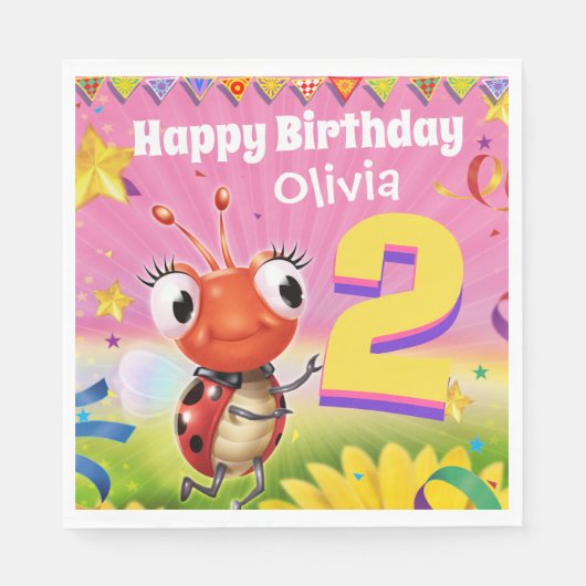 Aangepaste Verjaardag Party papier servet meisje 2 (Voorkant)