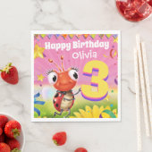 Aangepaste Verjaardag Party papier servet meisje 3 (Insitu)