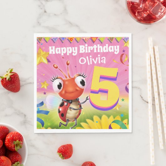 Aangepaste Verjaardag Party papier servet meisje 5 (Insitu)