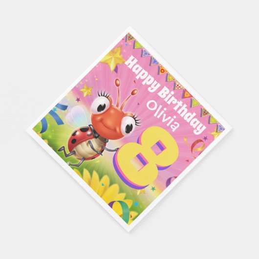 Aangepaste Verjaardag Party papier servet meisje 8 (Hoek)