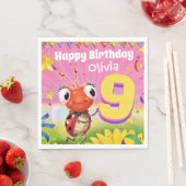 Aangepaste Verjaardag Party papier servet meisje 9 (Insitu)