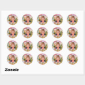 Aangepaste verjaardag Party Script Foto Dank u Ronde Sticker (Vel)