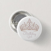 Aangepaste verjaardag prinses roze badge ronde button 3,2 cm (Voorkant /achterkant)