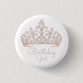 Aangepaste verjaardag prinses roze badge ronde button 3,2 cm
