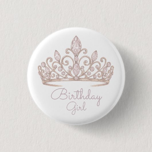 Aangepaste verjaardag prinses roze badge ronde button 3,2 cm (Voorkant)