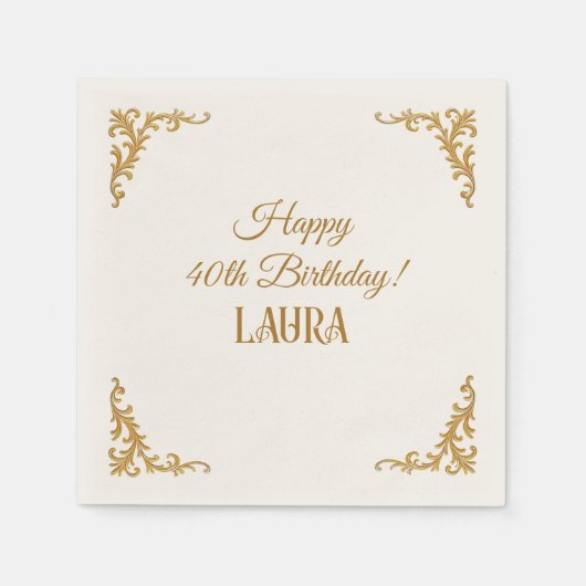 Aangepaste Verjaardag Royal Gold Servet (Voorkant)