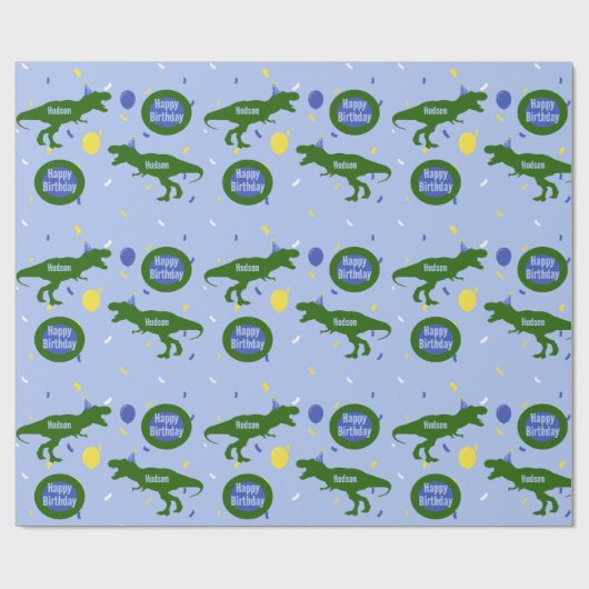 Aangepaste "Verjaardag-Saurus" Dinosaurus Verjaard Cadeaupapier (Vlak)