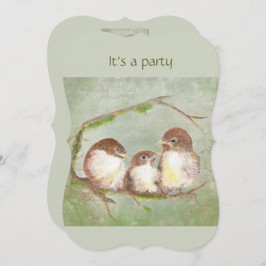 Aangepaste Verjaardag Schattigee Sparrow Family Bi Kaart (Voorkant / Achterkant)