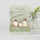 Aangepaste Verjaardag Schattigee Sparrow Family Bi Kaart (Staand voorkant)