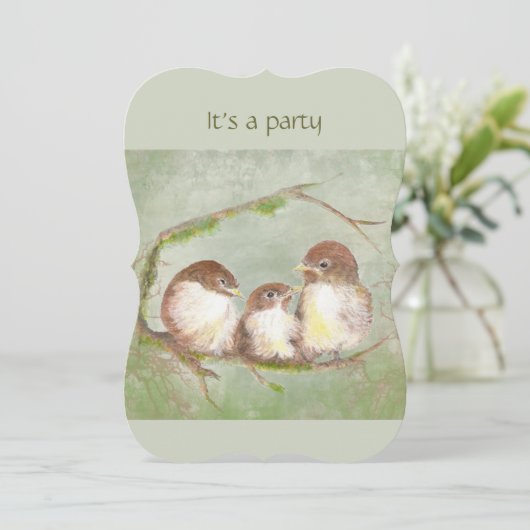 Aangepaste Verjaardag Schattigee Sparrow Family Bi Kaart (Staand voorkant)