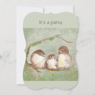 Aangepaste Verjaardag Schattigee Sparrow Family Bi Kaart