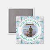 Aangepaste Verjaardag Star Grey Blauwe Foto Groet Magneet (Voorkant / Achterkant)