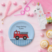 Aangepaste verjaardag van Cute Fire Truck Papieren Bordje (Feest)