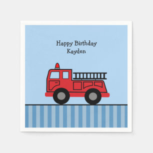 Aangepaste verjaardag van Cute Fire Truck Servet