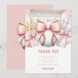 Aangepaste verjaardag van honkbalmeisje bedankkaart