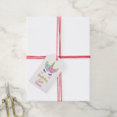 Aangepaste verjaardag van meisje met eenhoorn cadeaulabel (Met Touw)