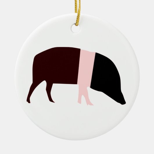 Aangepaste verjaardag van zadelrug Pig Keramisch Ornament (Voorkant)