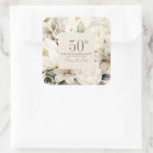 Aangepaste verjaardag vanille room boeket vierkante sticker (Tas)