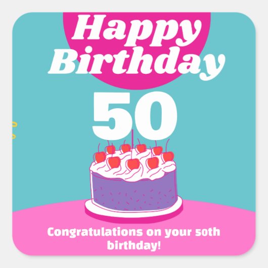 Aangepaste verjaardag vierkante sticker (Voorkant)