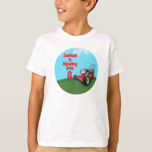 Aangepaste verjaardag voor grasmaaier kind t-shirt
