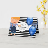 Aangepaste verjaardag w/Young Boy Kaart (Gele Bloem)