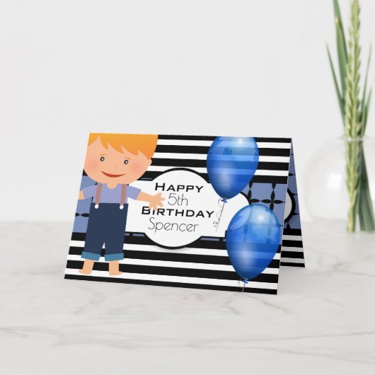 Aangepaste verjaardag w/Young Boy Kaart (Voorkant)