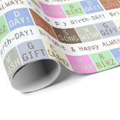 Aangepaste Verjaardag Wens Vierkanten Gift Wrappin Cadeaupapier (Rol Hoek)