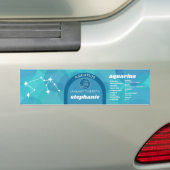 Aangepaste verjaardag - Zodiac Aquarius - Naam Fot Bumpersticker (Op auto)