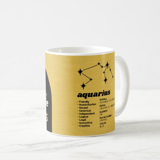 Aangepaste verjaardag - Zodiac Aquarius - Naam Fot Koffiemok (Voorkant rechts)