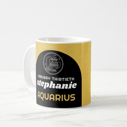 Aangepaste verjaardag - Zodiac Aquarius - Naam Fot Koffiemok (Voorkant links)