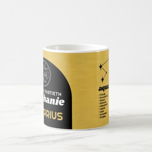 Aangepaste verjaardag - Zodiac Aquarius - Naam Fot Koffiemok (Center)