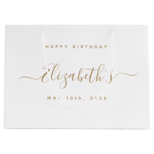 Aangepaste Verjaardag Zwart en Goud Groot Cadeauzakje (Voorkant)