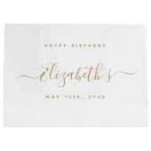 Aangepaste Verjaardag Zwart en Goud Groot Cadeauzakje (Achterkant)