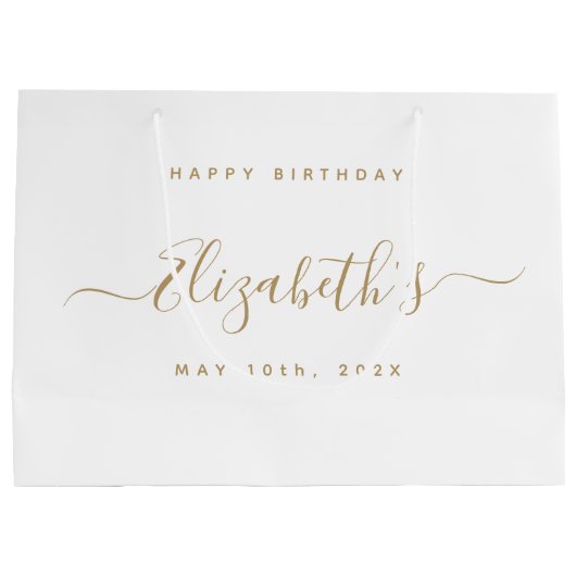 Aangepaste Verjaardag Zwart en Goud Groot Cadeauzakje (Achterkant)