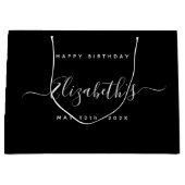 Aangepaste Verjaardag Zwart-wit Groot Cadeauzakje (Voorkant)