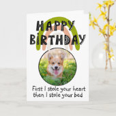 Aangepaste verjaardagfoto van je Welsh Corgi Kaart (Gele Bloem)