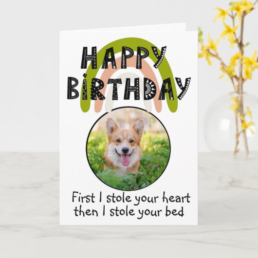 Aangepaste verjaardagfoto van je Welsh Corgi Kaart (Gele Bloem)