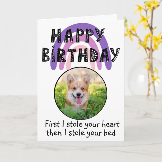 Aangepaste verjaardagfoto van je Welsh Corgi Kaart (Gele Bloem)