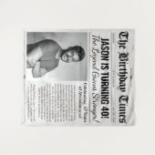 Aangepaste verjaardags krant achtergrond met foto wandkleed (Voorkant (horizontaal))