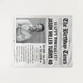 Aangepaste verjaardags krant banner, verjaardags f wandkleed (Voorkant (horizontaal))