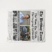 Aangepaste verjaardags krant banner, verjaardags f wandkleed (Voorkant (horizontaal))